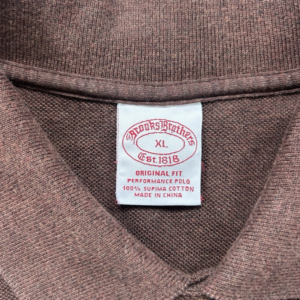 Brooks Brothers XL Performance Knit Polo Long Sleeve Cotton Chocolate Brown - Picture 4 of 9